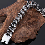 Gothic Men's Skull Bracelets 19MM Stainless Steel Ghost Chain Bracelet For Man Skeleton Jewelry For Manly Wrist New