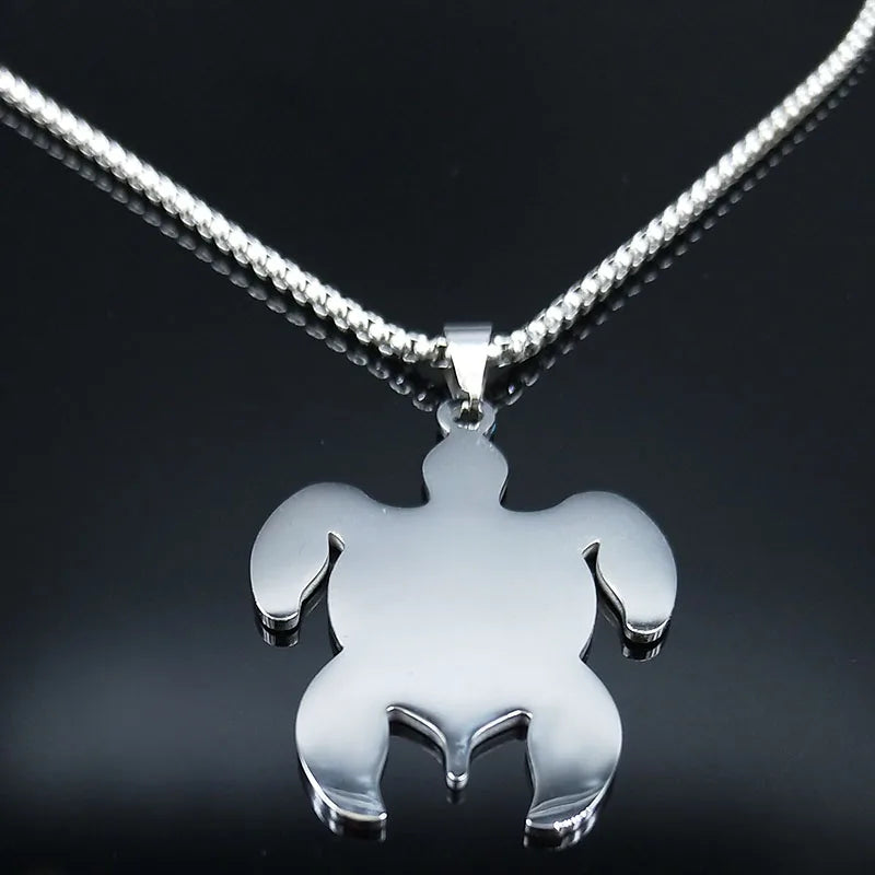 Sun Moon Turtle Pendant — Silver Stainless
