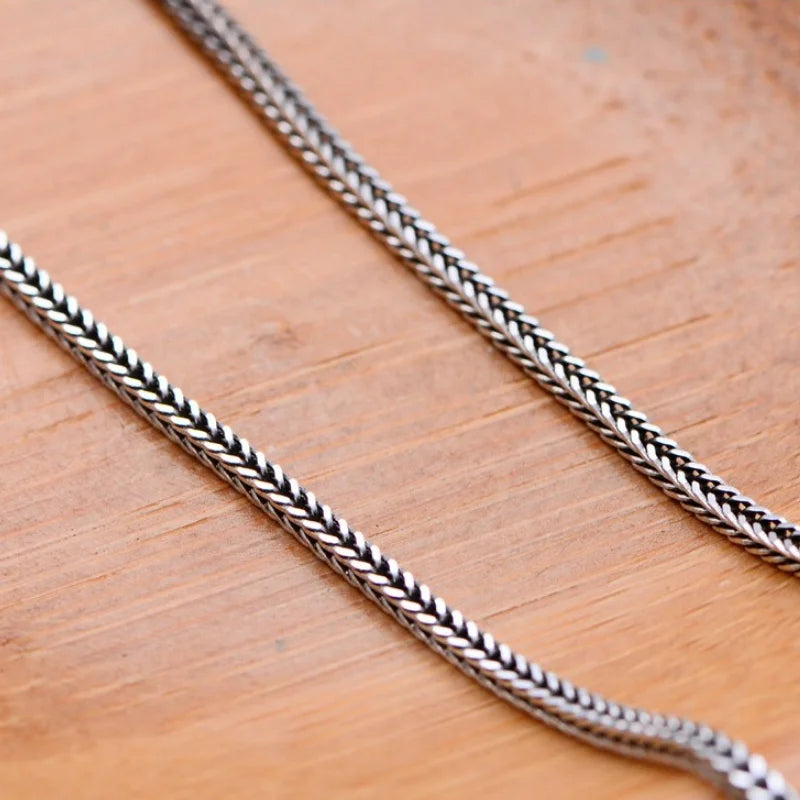 Fox Tail Weave Silver Chain Necklace