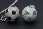 Iced Out Soccer Ball Pendant — Two-Tone Silver Gold