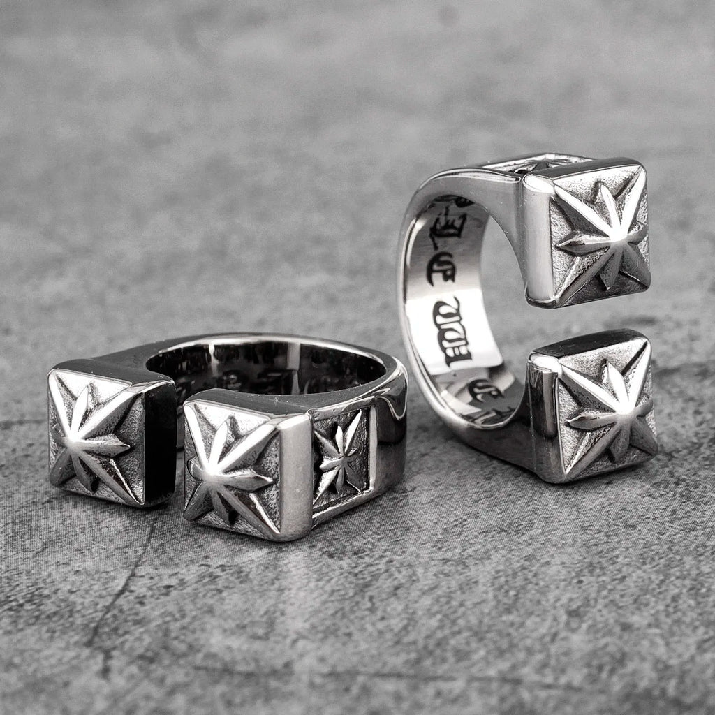 Vintage Gothic Flower Stainless Steel Mens Open Rings Punk Unique for Women Boyfriend Biker Jewelry Creativity Gift