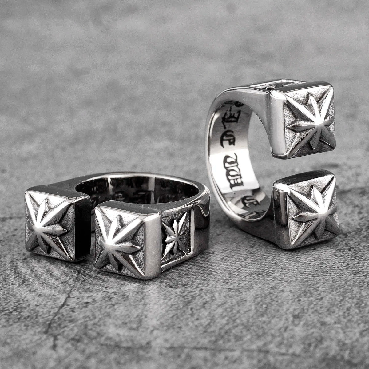 Vintage Gothic Flower Stainless Steel Mens Open Rings Punk Unique for Women Boyfriend Biker Jewelry Creativity Gift