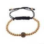 2020 Classic Luxury CZ Black Zircon Long Tubes&4MM Copper Beads Macrame Men Bracelets&Bangles For Women Jewelry Bileklik