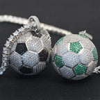 Iced Out Soccer Ball Pendant — Two-Tone Silver Gold