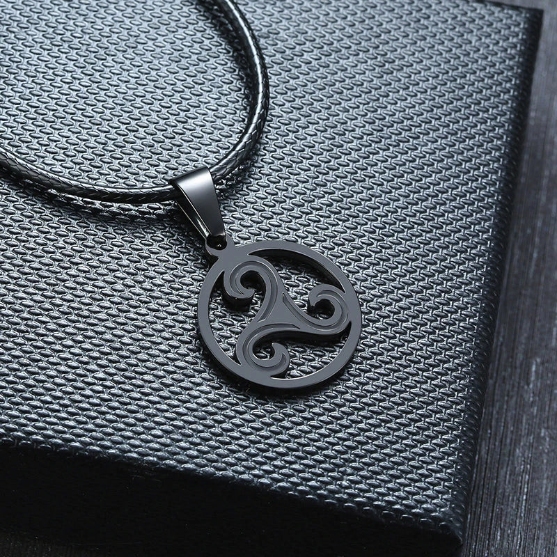 Triskelion Triple Spiral Pendant — Stainless
