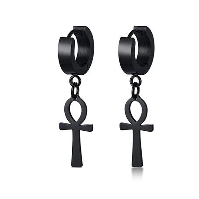 Cross Mini Huggie Hoop Earring — Stainless Steel