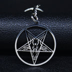 Baphomet Steel Ring Large Hollow Keychains Goat