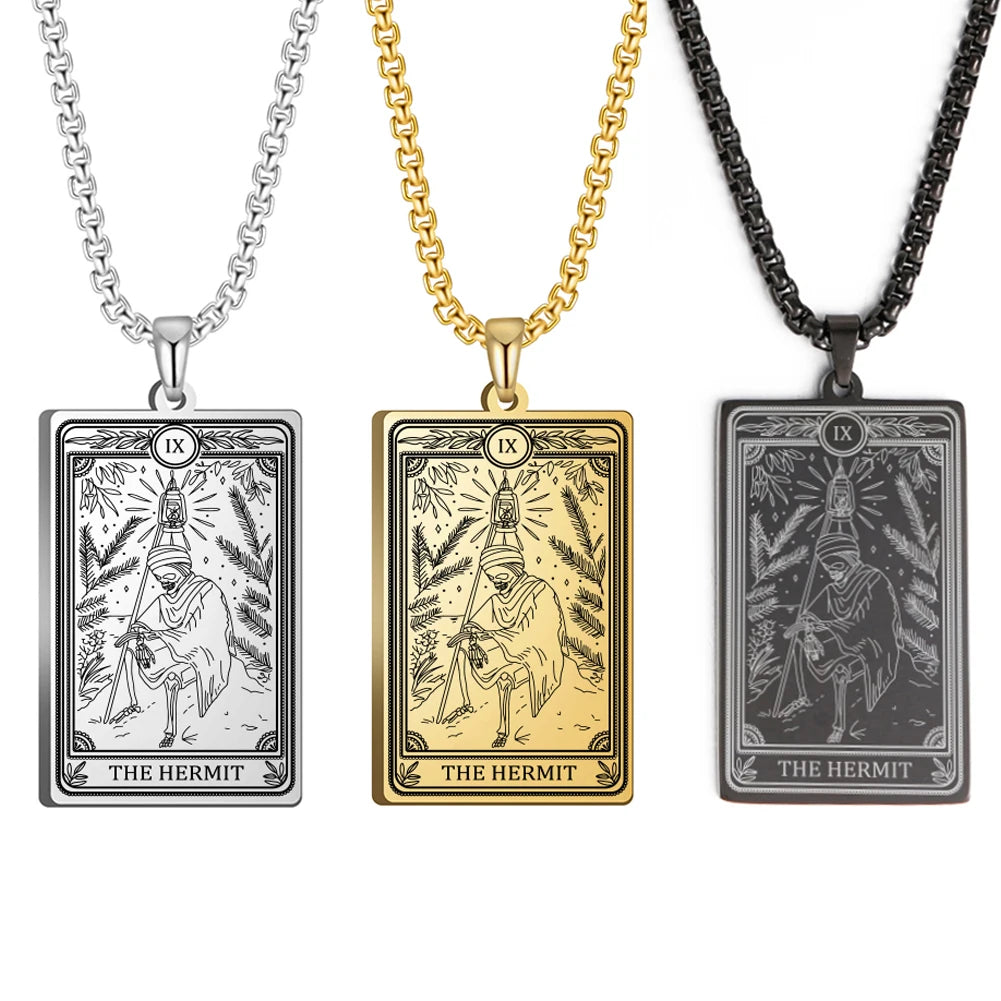 Dawapara Skeleton Tarot Necklace Amulet Marigold Tarot Card Major Arcana Necklaces Halloween Gift Stainless Steel