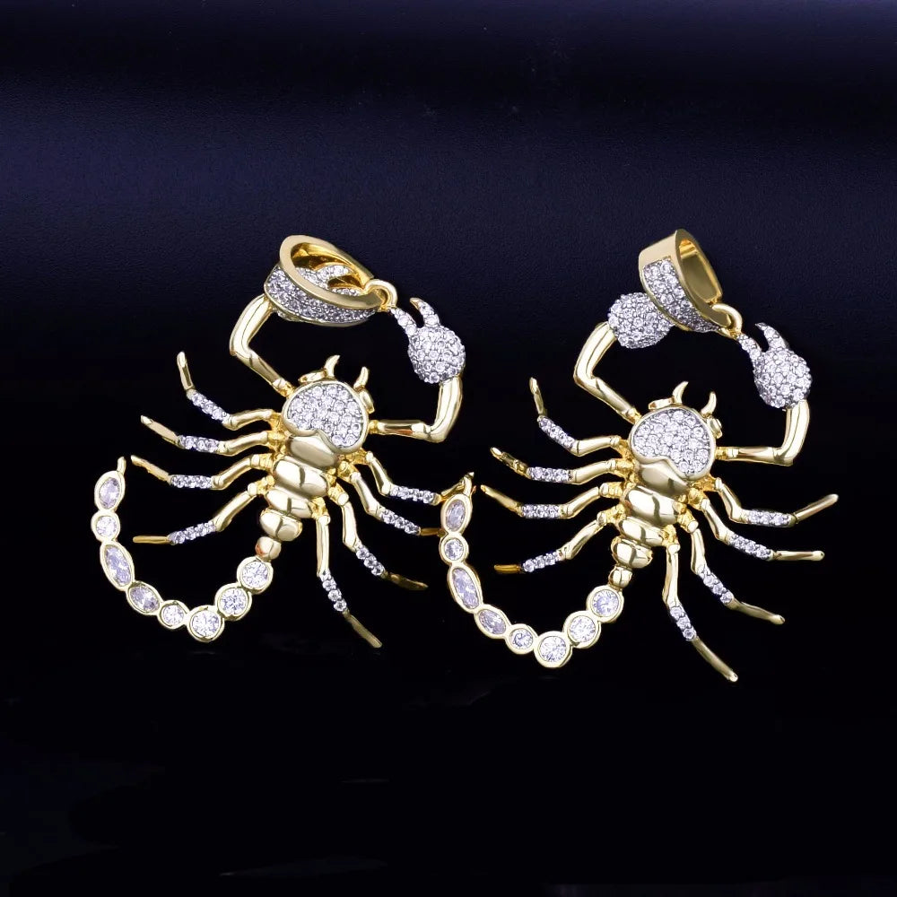 Iced Out Scorpion Rope Chain Pendant — Gold