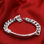 Fashion 925 Sterling Silver Bracelet for Men Male Cool Rock Punk Style Bracelet 100% Solid silver 10 mm 20 cm Bracelet Jewelry