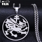 Dragon Order Pendant Silver Necklace — Stainless Steel