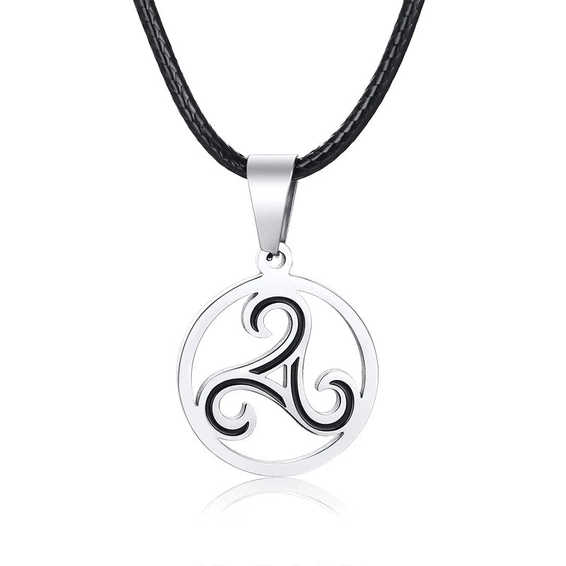 Triskelion Triple Spiral Pendant — Stainless