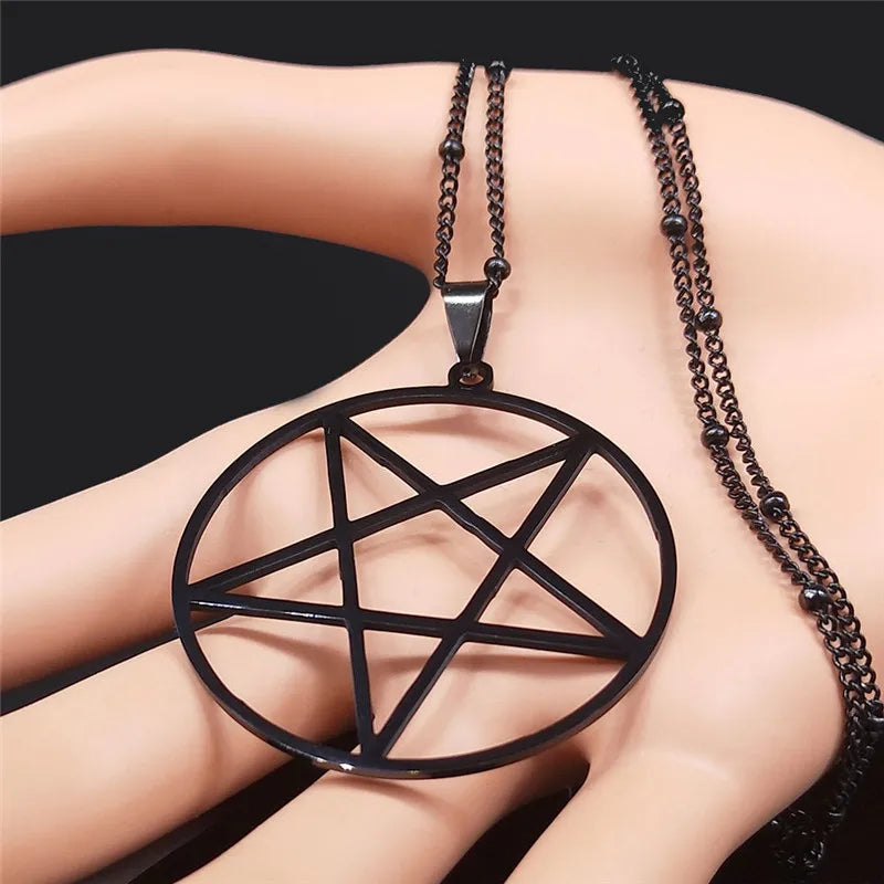 Pentagram Witchcraft Chain Necklace — Stainless Steel