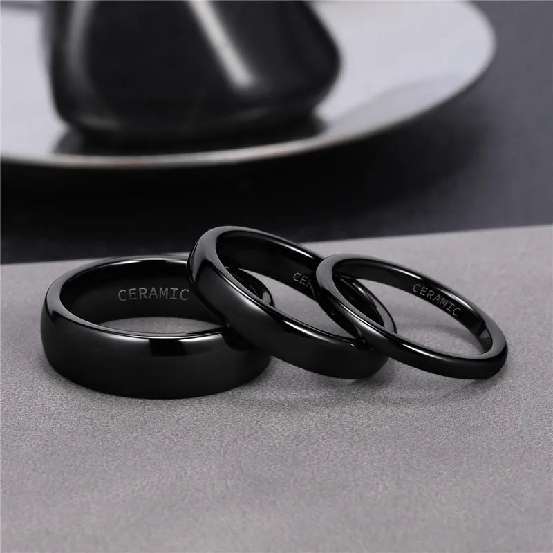 Tigrade Ceramic Brushed Black Ring For Men Women 4/6/8mm Width Tendy Male Wedding Ring Matte anillos mujer Plus Size