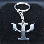 Greek Letter Silver Keychain — Stainless Steel