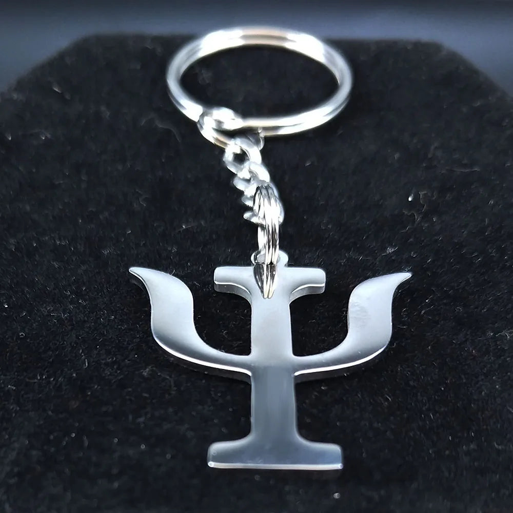 Greek Letter Silver Keychain — Stainless Steel