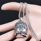 Buddhist Stainless Steel Pendant Necklace