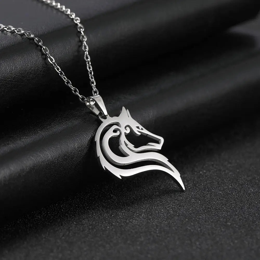 Fenrir Wolf Pendant Necklace — Stainless Steel