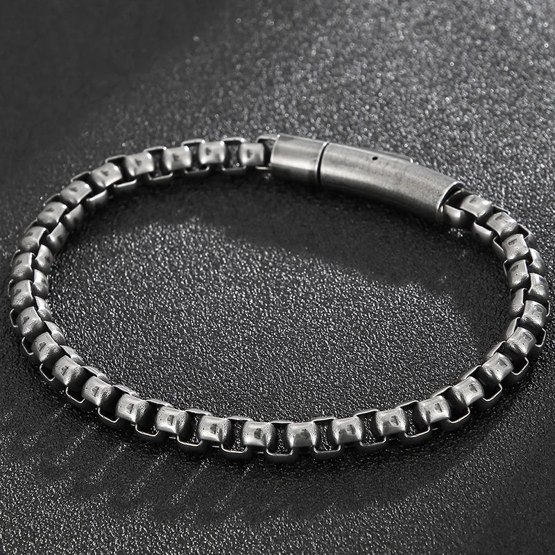 6MM Chain Men's Bracelet Man Gold Color Stainless Steel Boys Bracelets On Hand Engraveable Mannen Armband Jewellery
