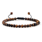 Natural Tiger Eye Stone Braided Beaded Bracelet, Adjustable