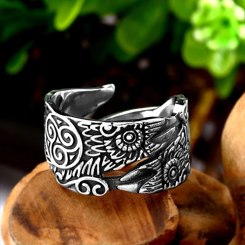 BEIER Stainless steel Thor Hammer Viking Amulet Viking Raven Ring Scandinavian Jewelry man Ring BR8-296