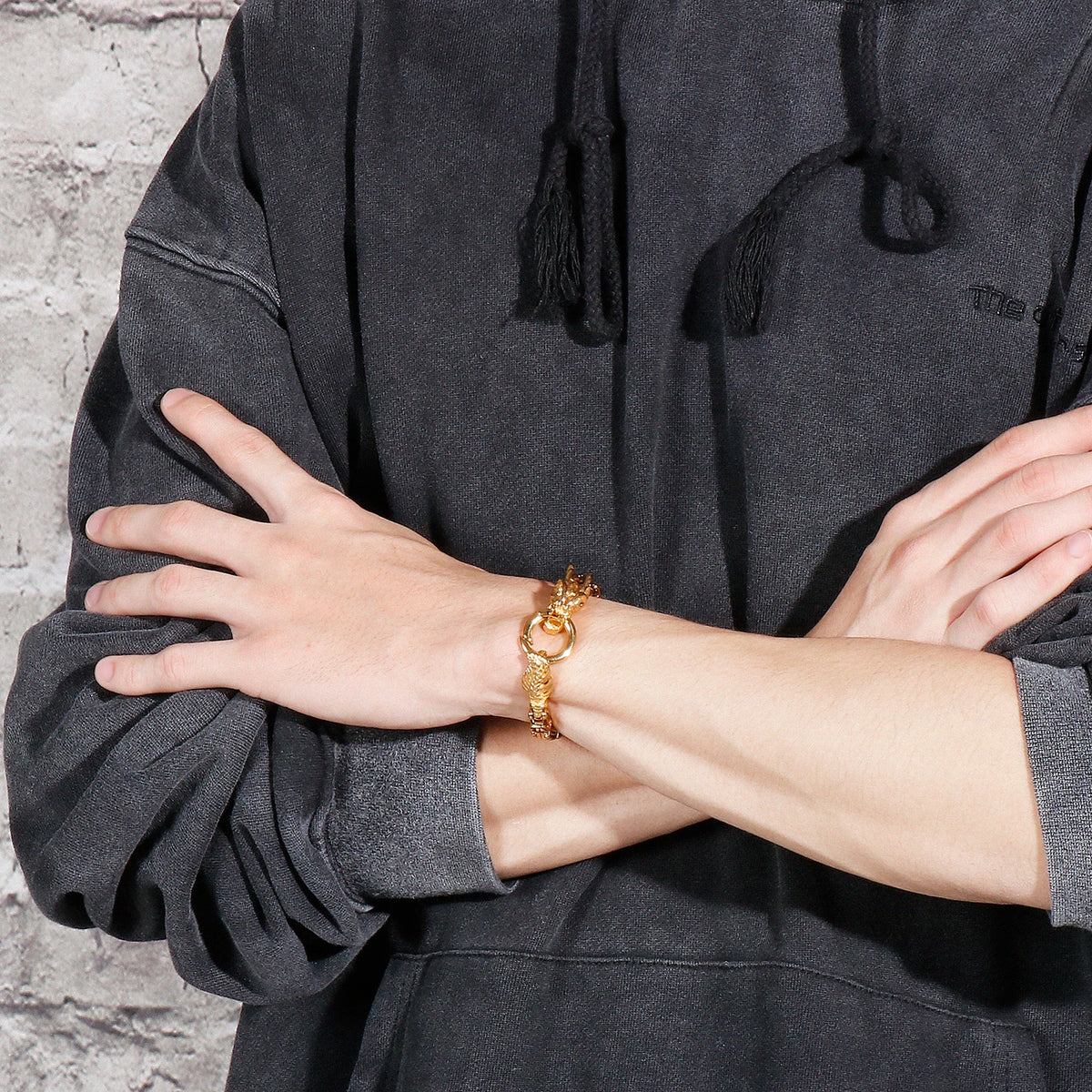 Dragon Head Byzantine Double Link Bracelet — Stainless Steel