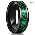 Fashion 8mm Stainless Steel Celtic Dragon Rings For Men Inlay Purple Carbon Fiber Rings Wedding Band Jewelry Birthday Gifts