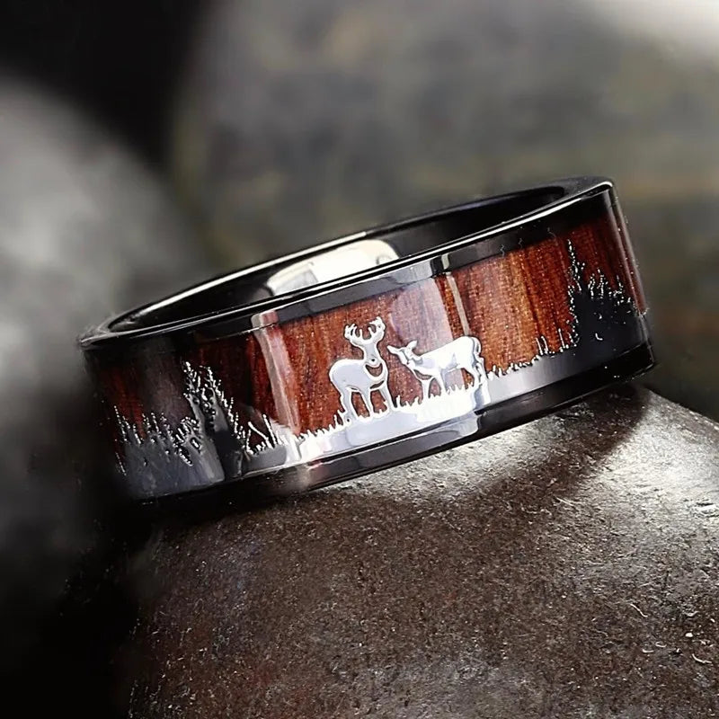 Fashion 8mm Silver Color Men Stainless Steel Ring Inlay Colorful Abalone Shell Rings For Men Women Wedding Band Jewelry Gifts
