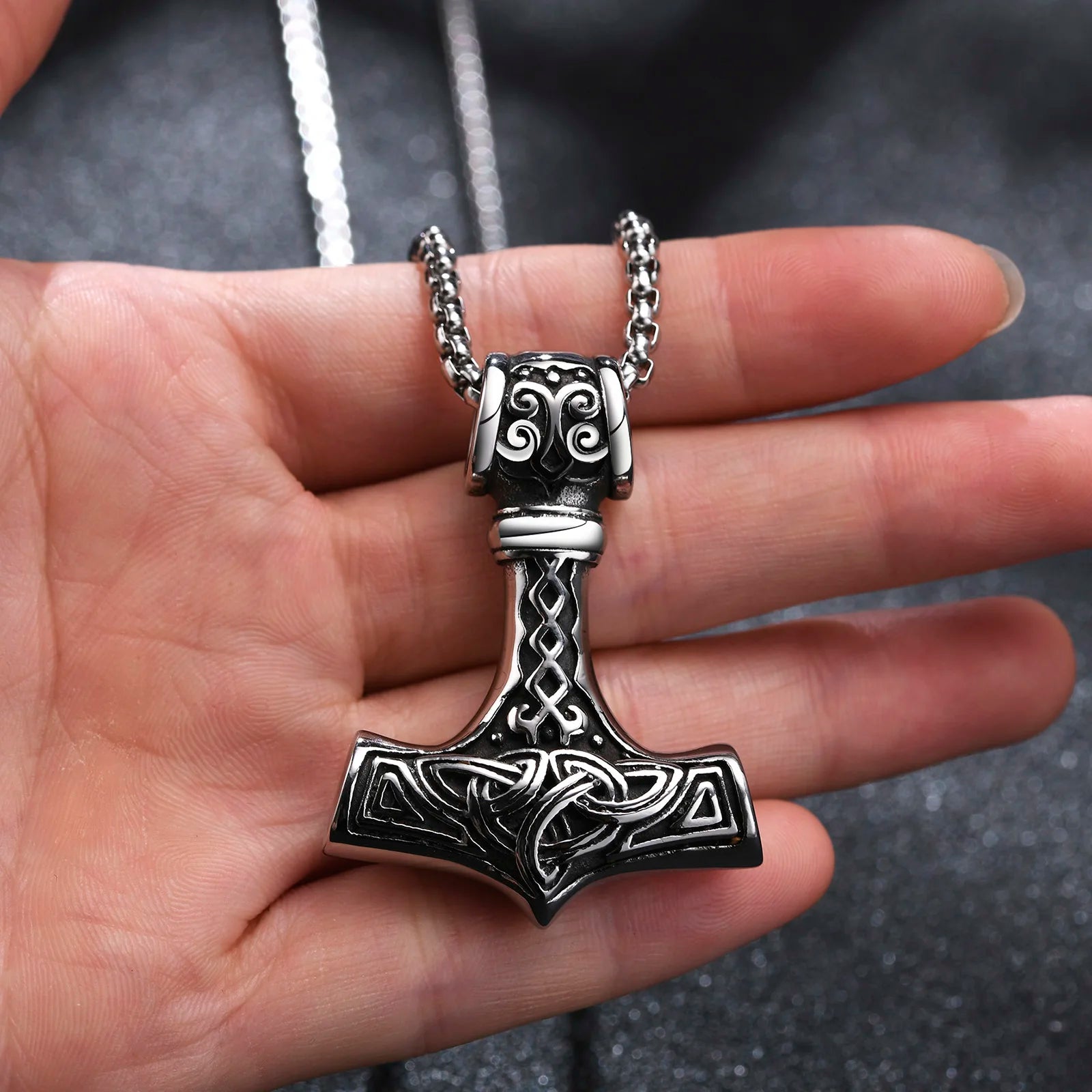 Thor Hammer Pendant — Stainless Steel