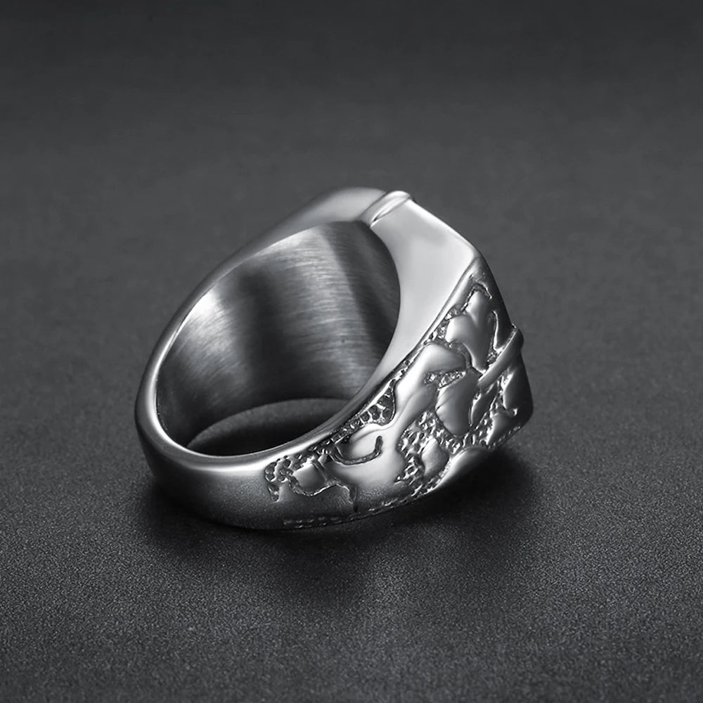Viking Pirate Compass Geometric Ring — Stainless Steel