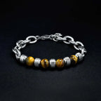 Bead and Chain Link Bracelet — Stainless Steel