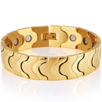 16MM Gold Color Stainless Steel Men's Magnetic Therapy Bracelets For Arthritis Pain Relief and Carpal Tunnel Bracelet