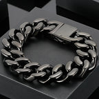 Masculine Brushed Black Stainless Steel Bracelet for Man Men's Bracelets Nickel-Free Hypoallergenic Jewelry Gifts for