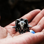 Beier 316L Stainless Steel Ancient dish Sheep cattle head Skull Ring Messenger of hell satan Personality Fashion