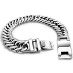 13MM Curb Chain Bracelet Men's Polished Stainless Steel Man Bracelet for Men 18+
