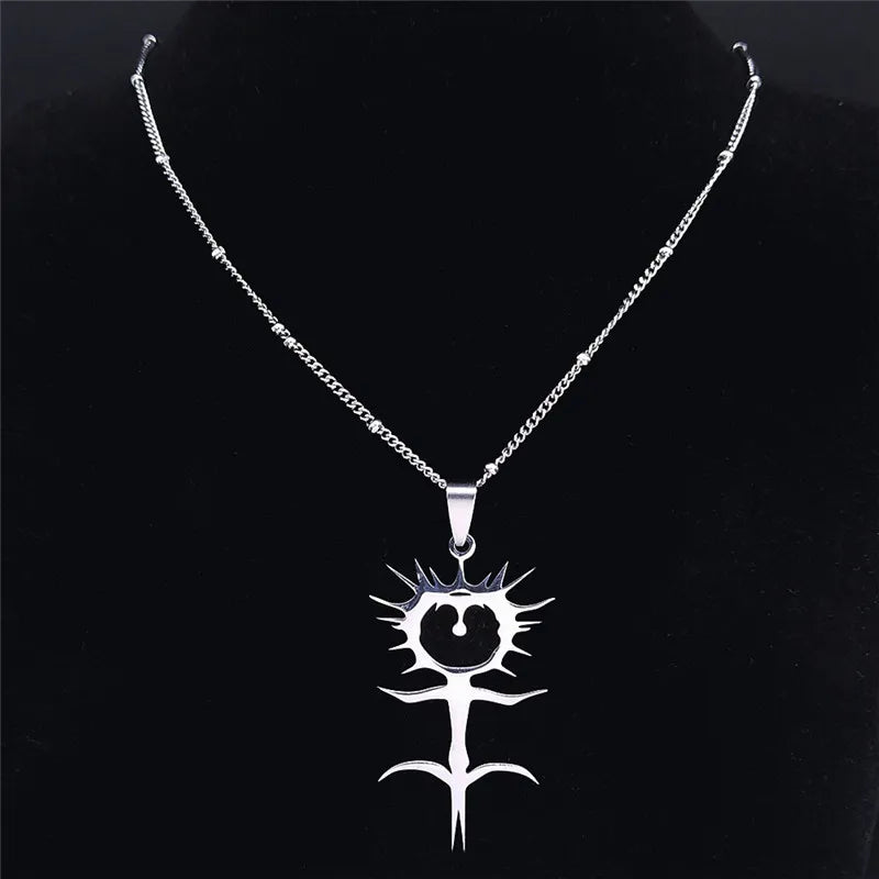 Statement Chain Pendant Necklace — Stainless Steel