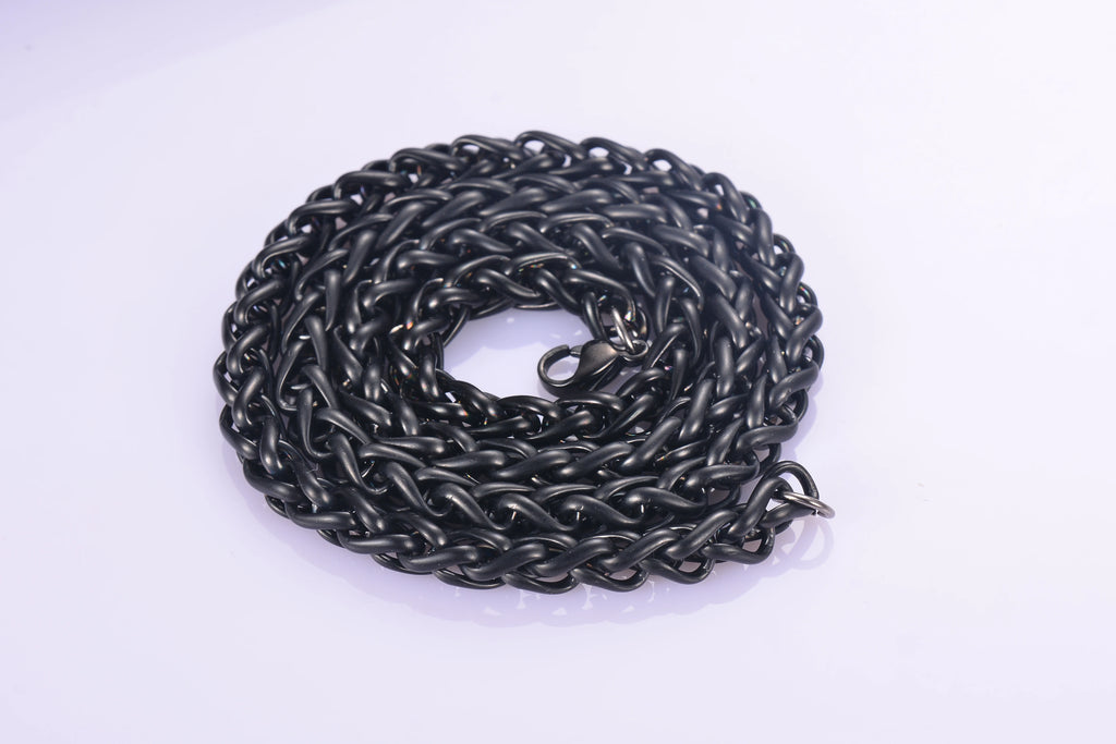 1 piece Width 3mm/4mm/5mm/6mm Black Color Keel Link Chain Necklace For Men Women Stainless Steel Chain Necklace