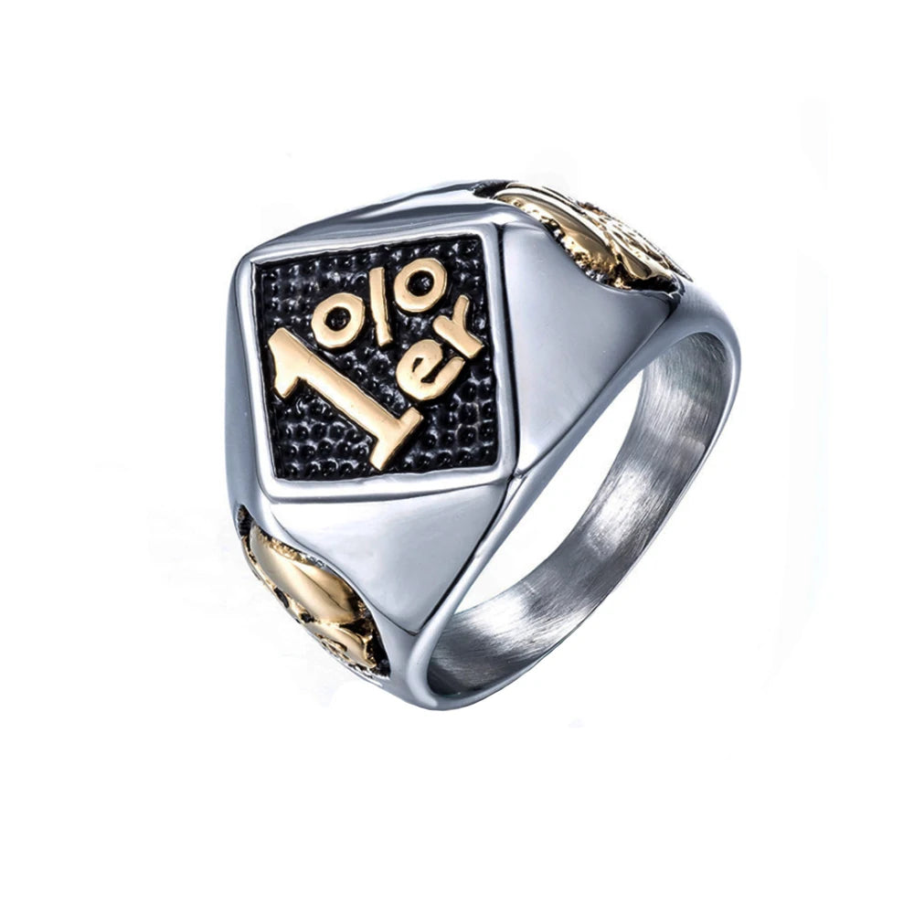 Simple Retro 1% Lucky Number Ring Men And Women Punk Fashion Stainless Steel Biker Skull Ring Amulet Jewelry Gift Wholesale