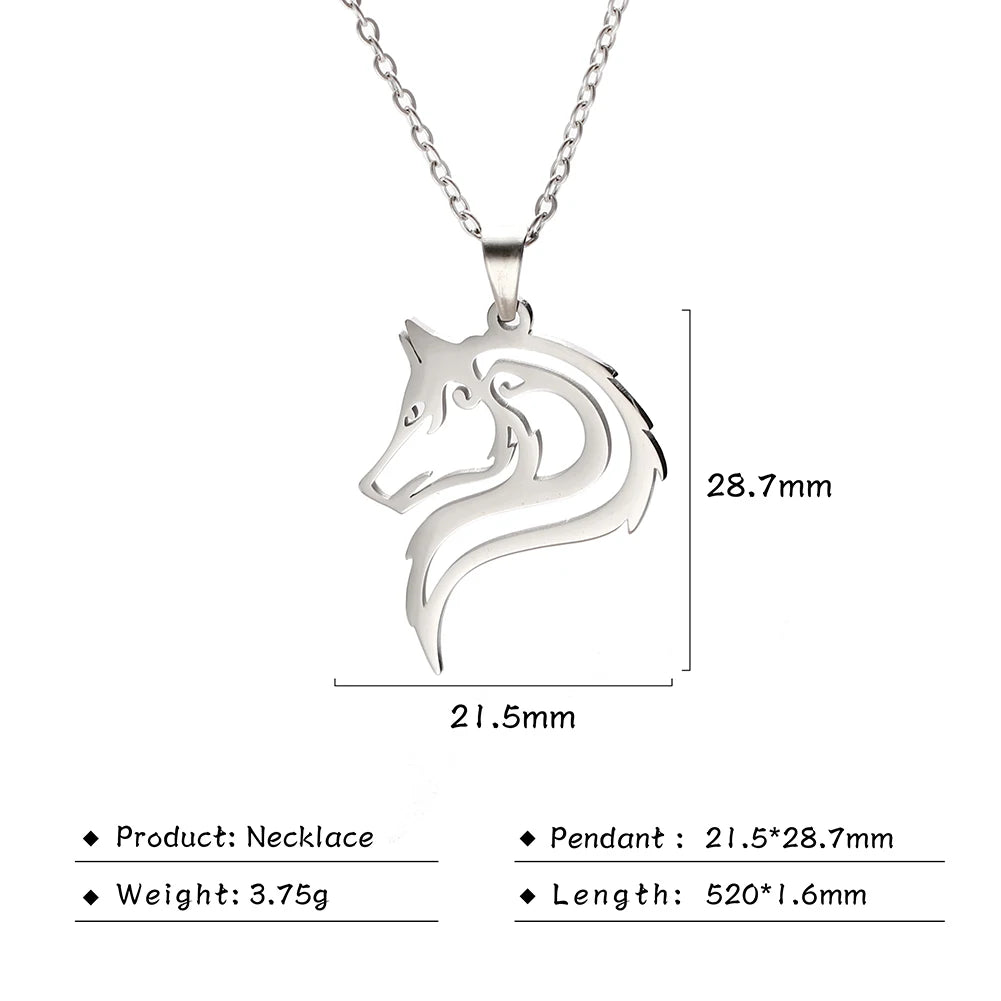 My shape Wolf Necklace for Men Women Stainless Steel Necklaces Men's chain Fashion Animal Male Necklace Punk Jewelry