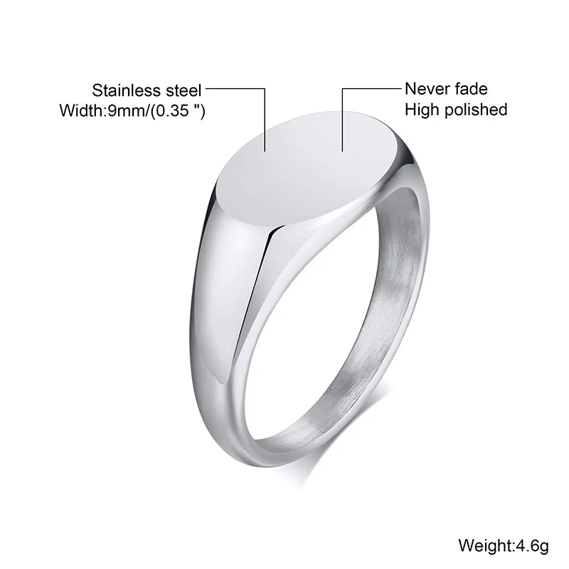 Square Signet Pinky Ring — Stainless Steel
