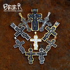 Jesus Cross Men's  Stainless Steel Crucifix Eastern Orthodox  Pendant Chain Necklace Jewelry BP8-515