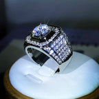 Luxury 925 Sterling Silver Men Couple AAA Crystal Zircon Stone Wedding Ring Brilliant Noble Engagement Engage Party