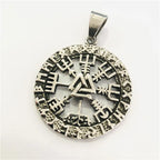 Norse Vikings Pendant Stainless Steel Vegvisir Compass Nordic Runes Odin Men Women Necklace Gift