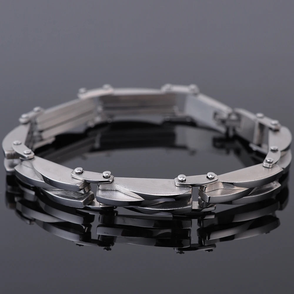 Bracelet Men 11MM Wide 8.67" Long Mens Cuff Bracelets & Bangles Solid Metal Stainless Steel On Hand Jewelry Boys