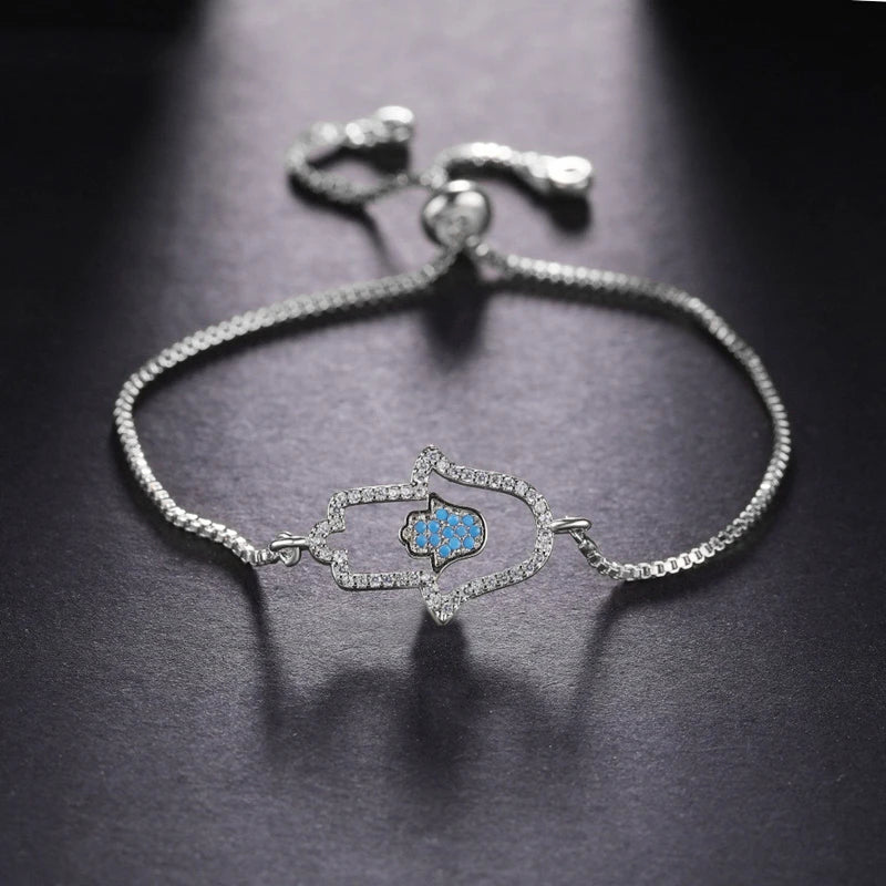 Iced Out Hamsa Copper Bracelet — Adjustable