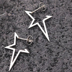 Punk Open Star Stud Earrings Everyday Wear — Stainless Steel