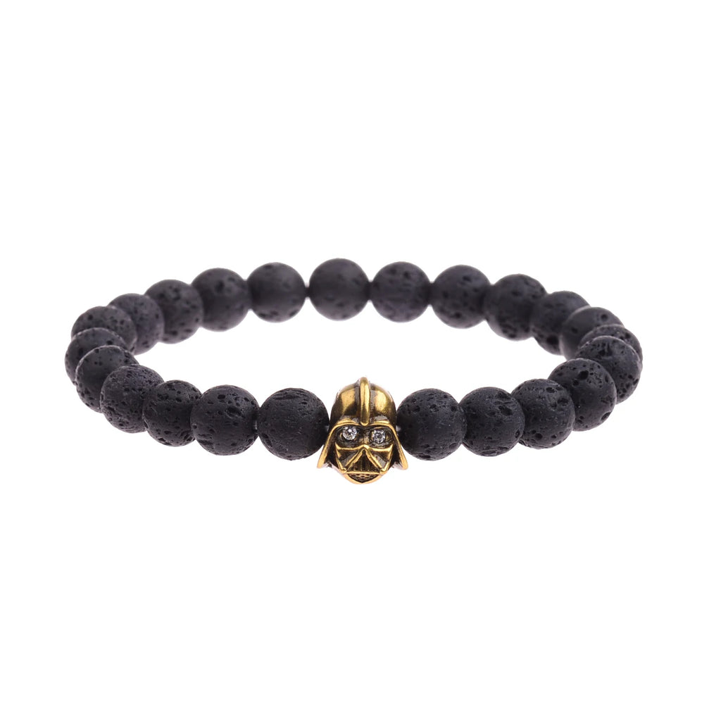 Charm Mens CZ Beaded Bracelets 8mm Bright Black Lava Stone Bracelets Homme Black Matte Bracelets For Women Dropshipping