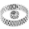 Gold Color 16MM Wide Watch Strap Link Chain Bracelet Men Stainless Steel Mens Bracelets Male Jewellery Accessories