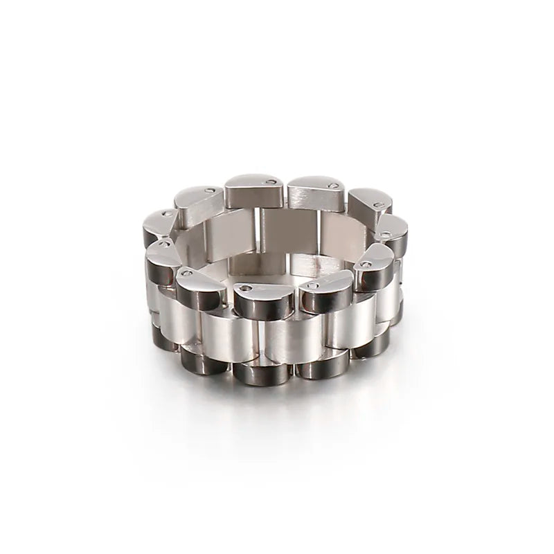 10mm Stainless Steel Ring Speedometer Wedding Party Fashion Rings Bike Chain Link Men Women Finger Rings Jewelry Gift