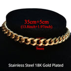 Punk Cuban Link Choker Necklace Collar Statement Chunky Stainless Steel Gold Color Thick Chain Necklace For Men Women Jewelry